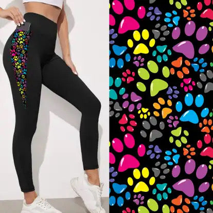 Preorder ends 30th November, available mid January. Paw Print Full Length Triangle Pocket Leggings