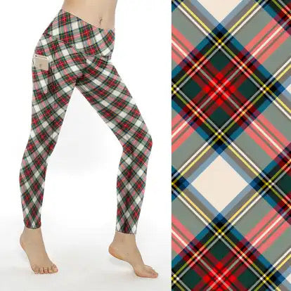 Preorder ends 30th November, available mid January. White tartan full length thigh pocket leggings