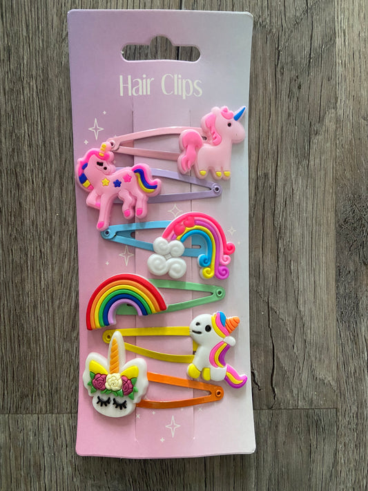 Unicorns & Rainbow Hair Clips