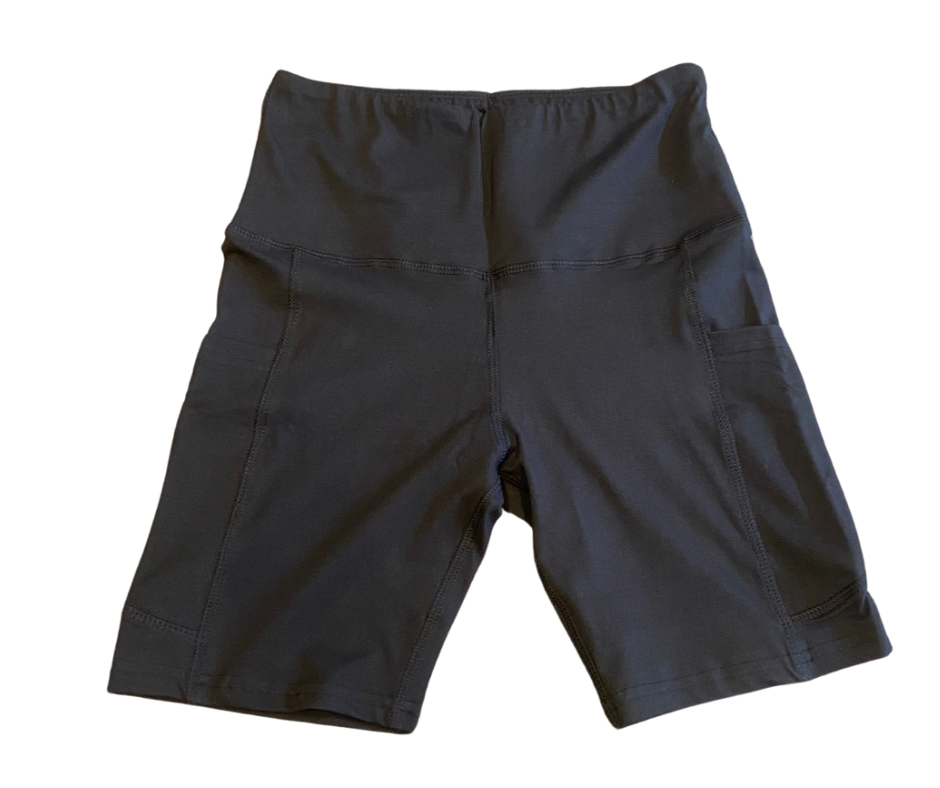 Plain Black Thigh Pocket Shorts