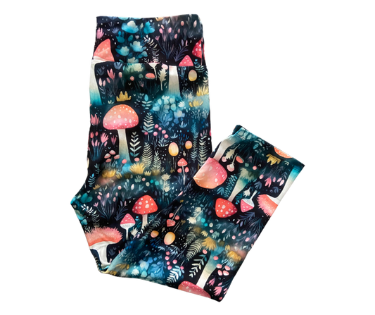 Whimsical Toadstools Capri Leggings