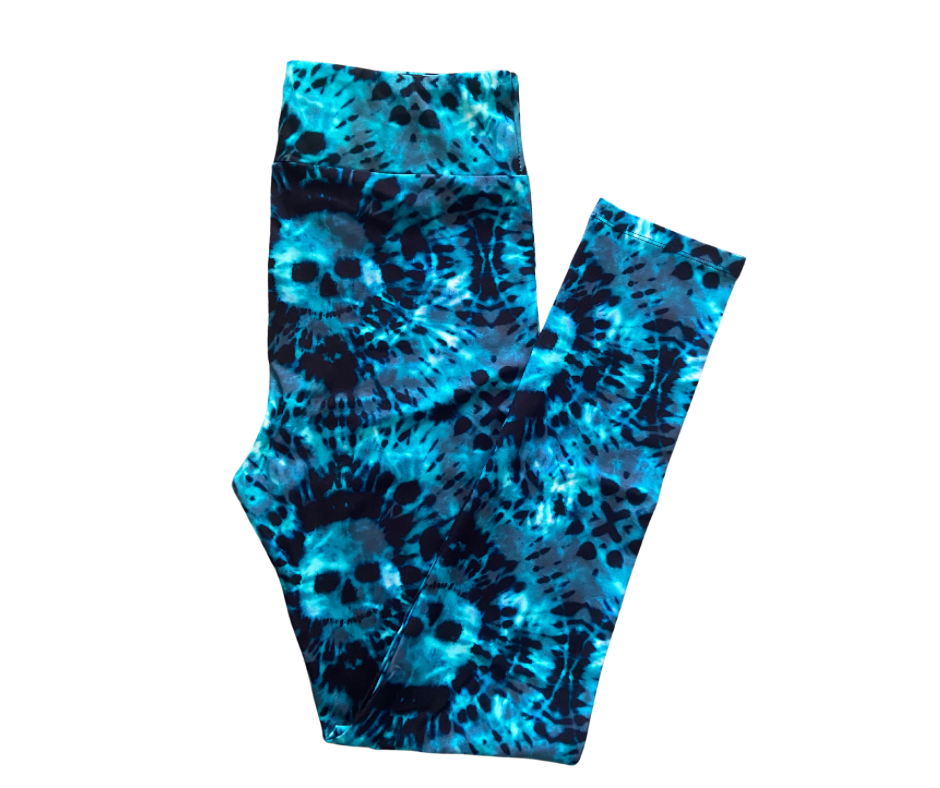 Shibori Skull Full Length Leggings