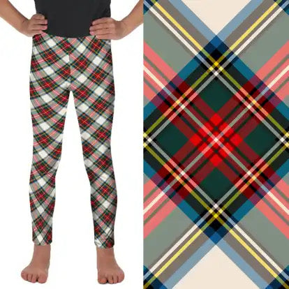 Preorder ends 30th November, available mid January. Kids white tartan full length leggings