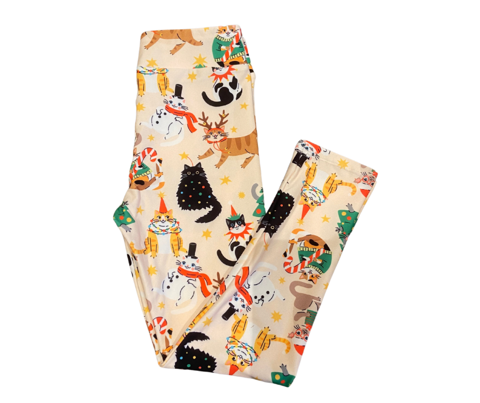 Kids Xmas Cats Full Length Leggings