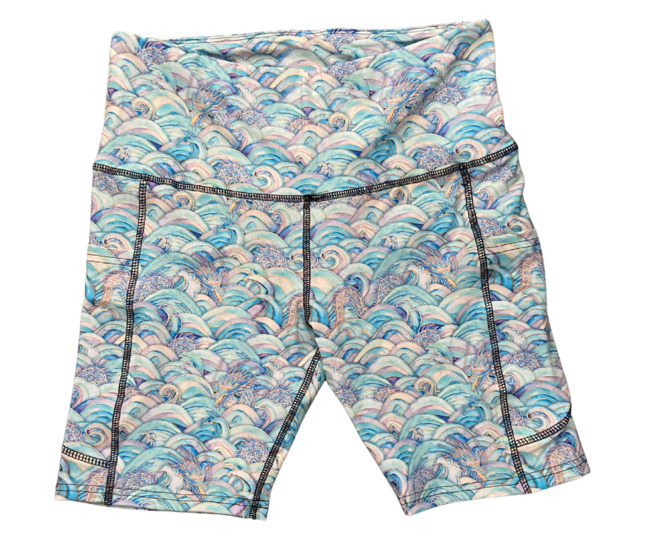 Blue Sea Dragon Thigh Pocket Shorts