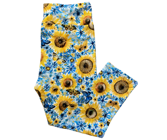 Sunflowers & Butterflies Capri Style Leggings