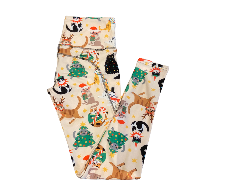 Xmas Cats full length thigh pocket leggings