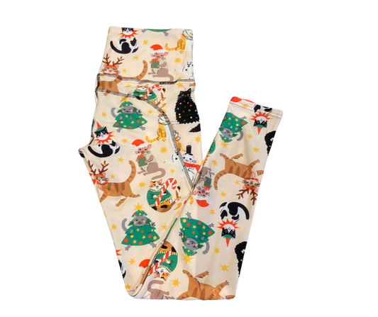 Xmas Cats full length thigh pocket leggings