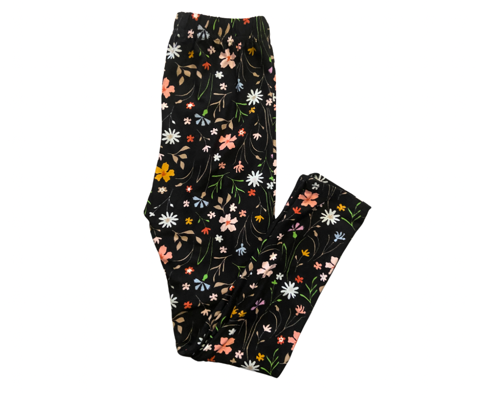 Kids Flowers - regular waistband full length leggings