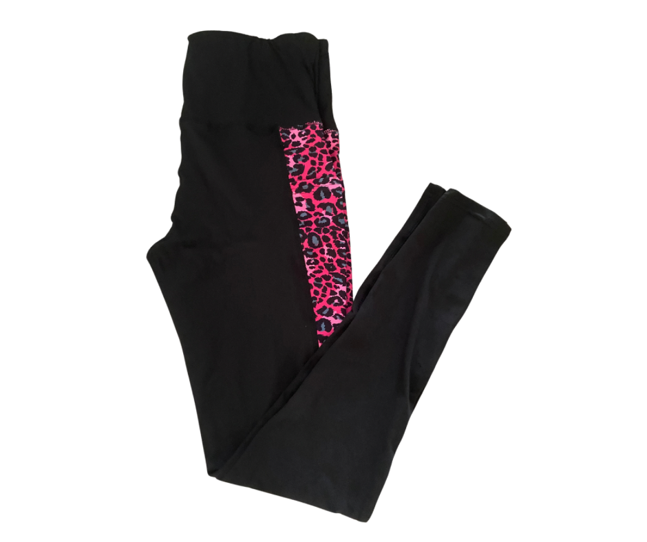 Pink Leopard Full Length Triangle Pocket Leggings