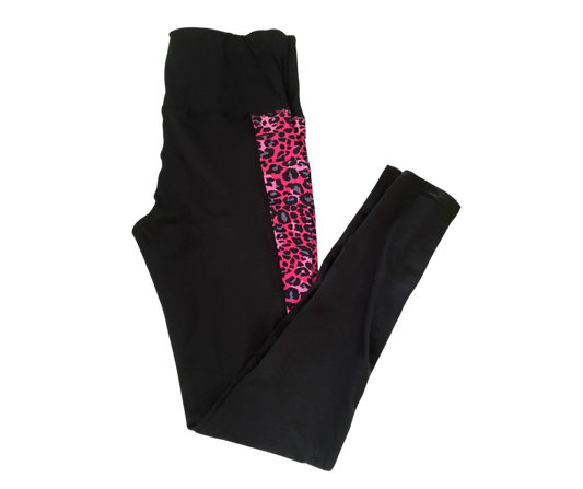 Pink Leopard Full Length Triangle Pocket Leggings