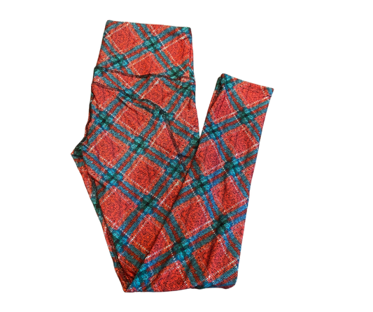 Xmas Tartan full length thigh pocket leggings