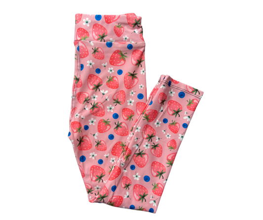 Kids Strawberries & Daisies Full Length Leggings