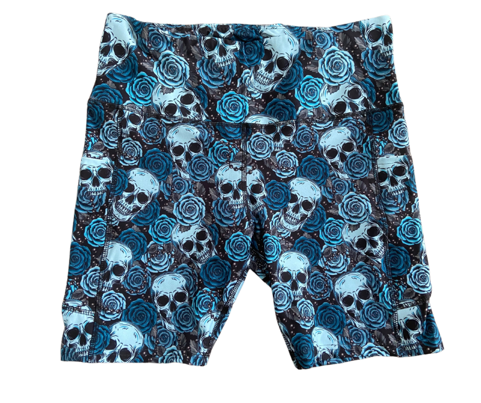 Blue Skull Thigh Pocket Shorts