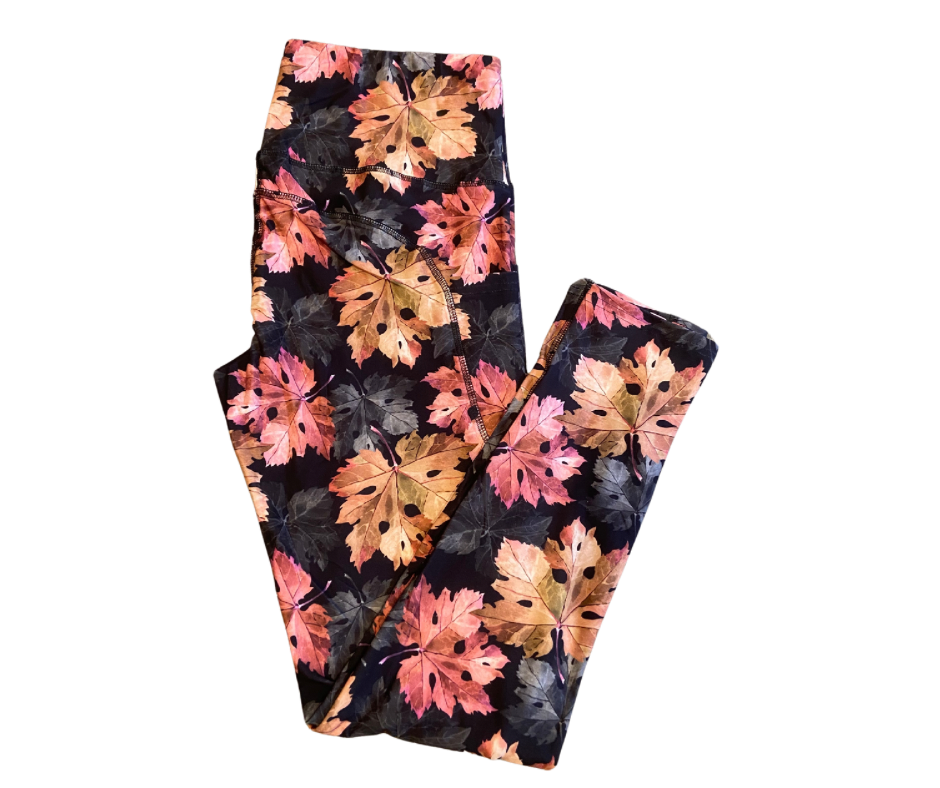 Autumn Leaves Full Length Thigh Pocket Leggings