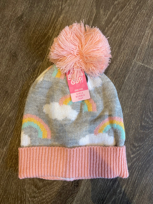 Kids Rainbow & Clouds Bobble Hat