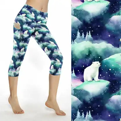 Preorder ends 30th November, available mid January. Polar Bear Thigh pocket Capri leggings