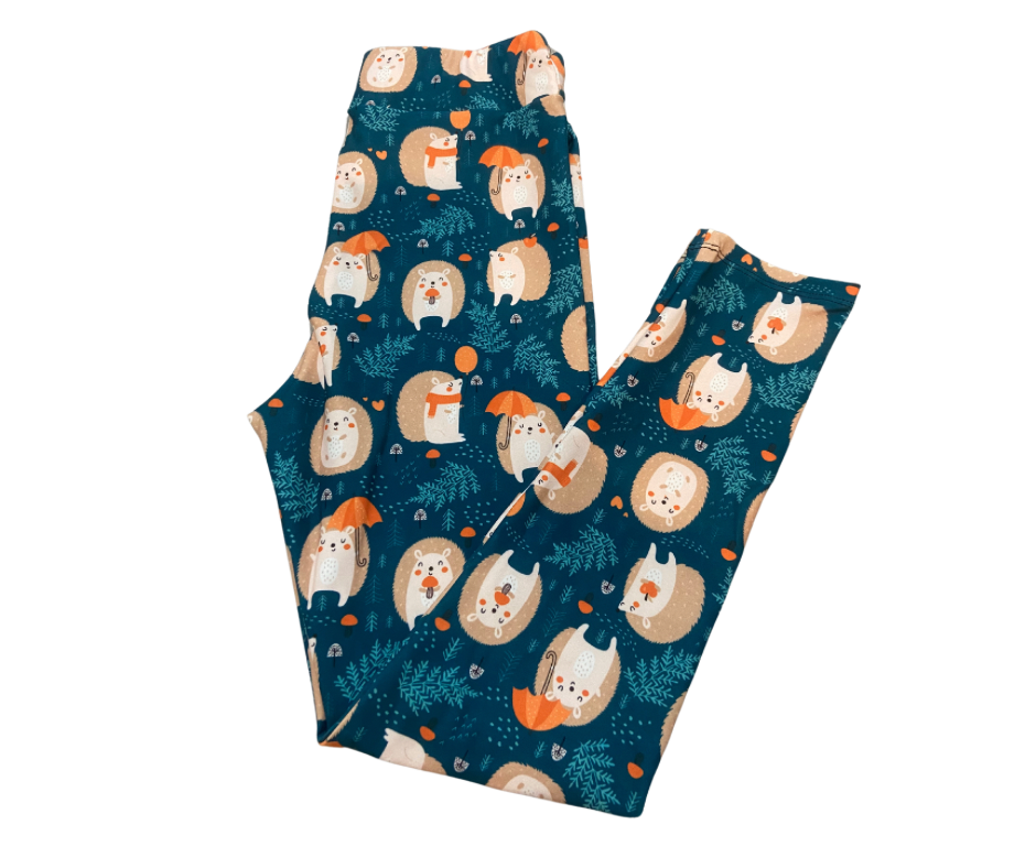 Kids Cute Hedgehog Full Length Leggings