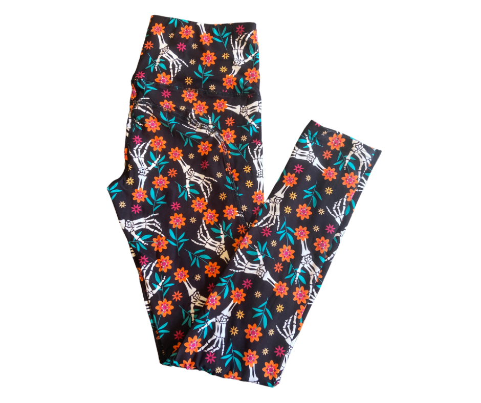 Skele Hands Full Length Thigh Pocket Leggings