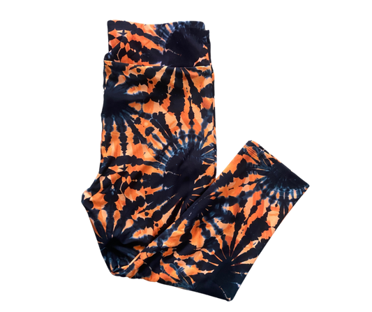 Orange & Navy Tie Dye Capri Leggings