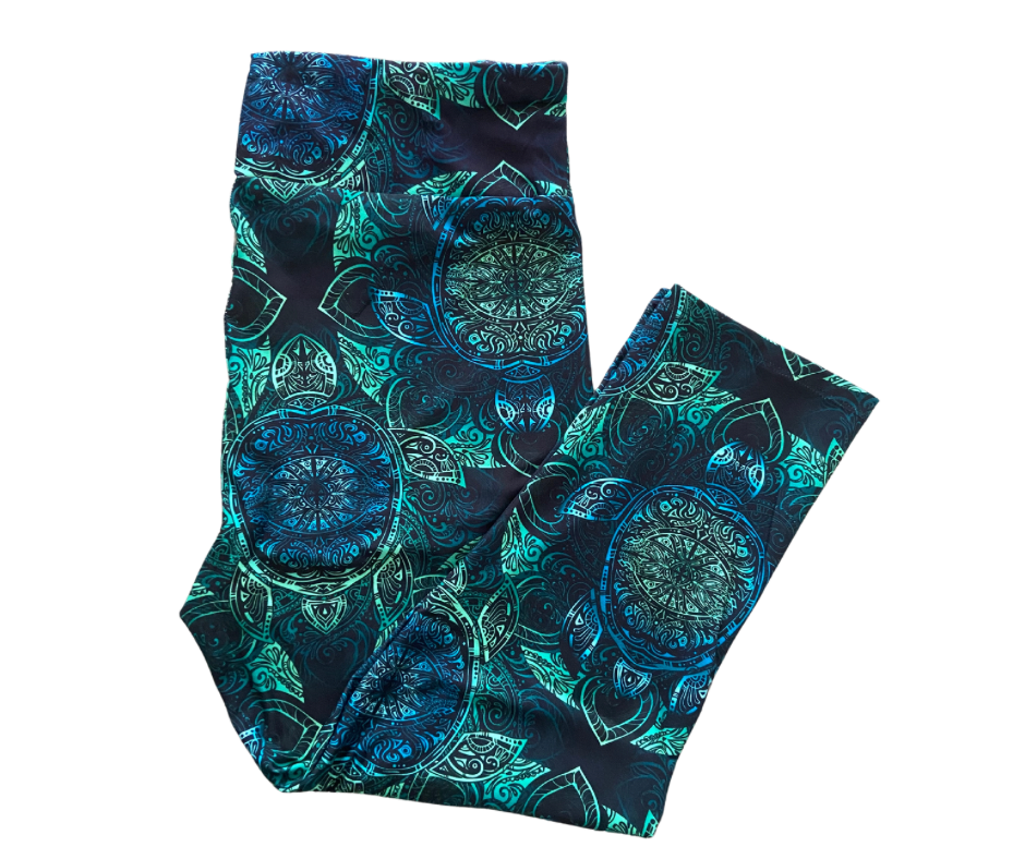 Turtle Mandala Capri Leggings