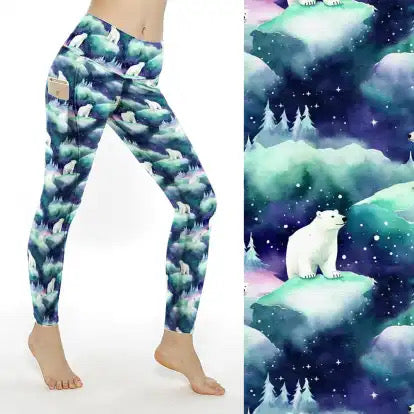 Preorder ends 30th November, available mid January. Polar Bear Thigh Pocket Full Length Leggings