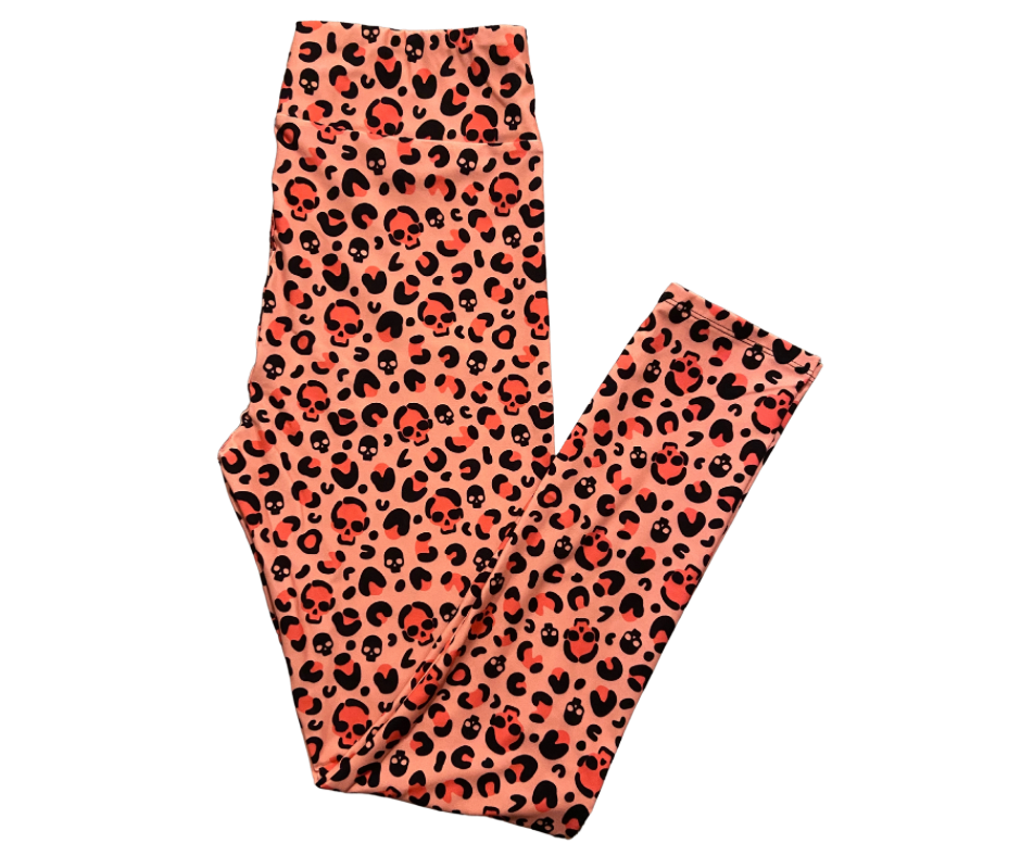 Pink Leopard Skull Capri style leggings