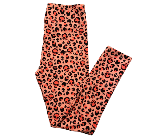 Pink Leopard Skull Capri style leggings