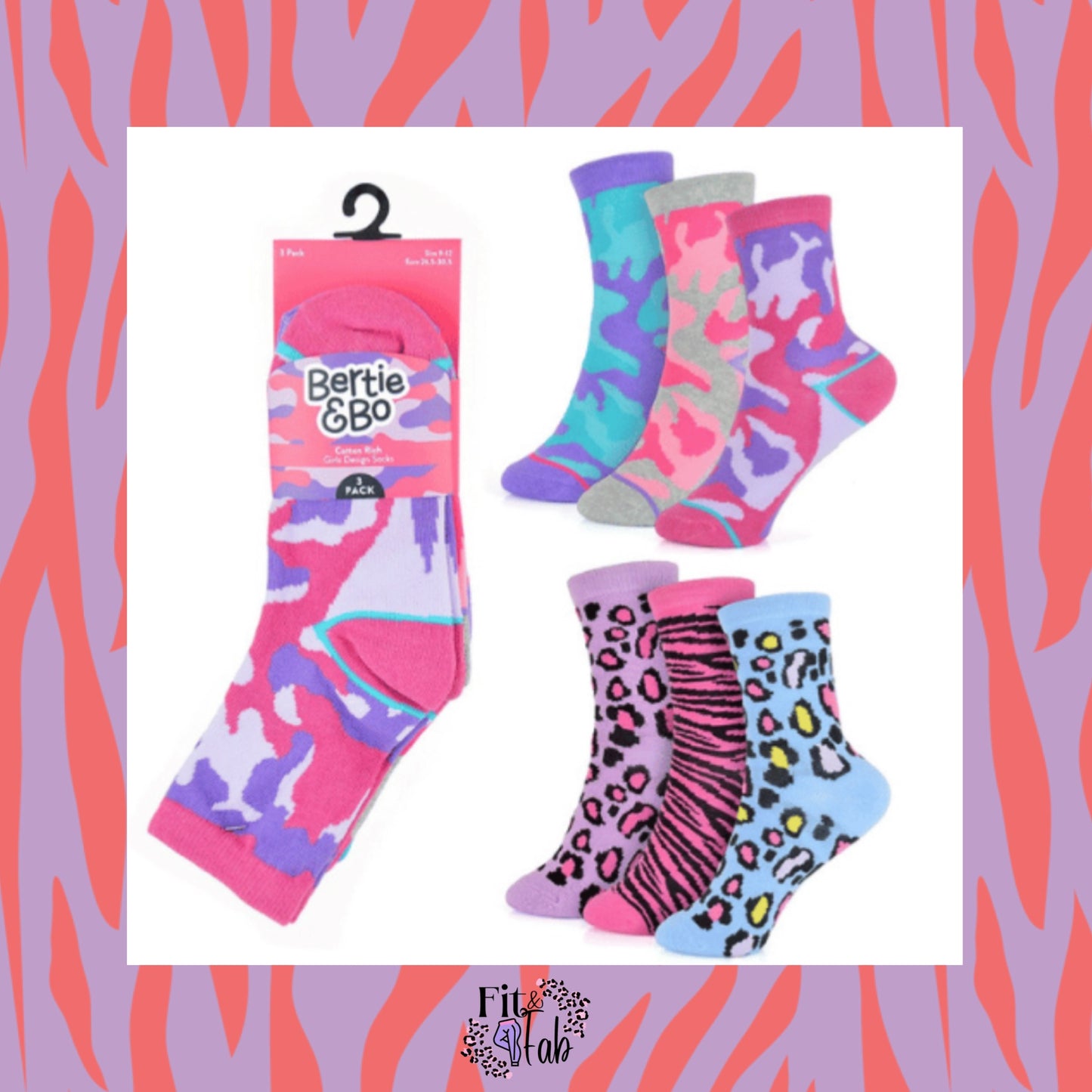 Kids animal print socks