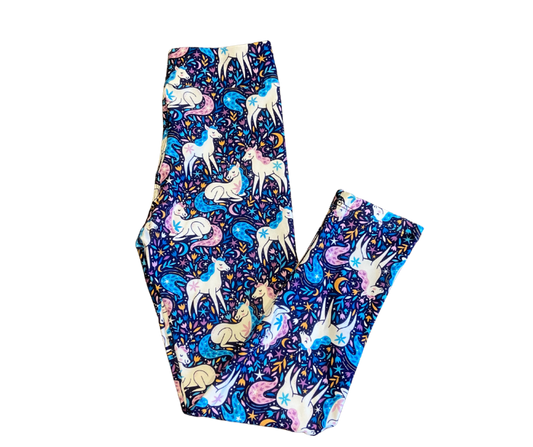 Kids Purple Unicorn Full Length Leggings