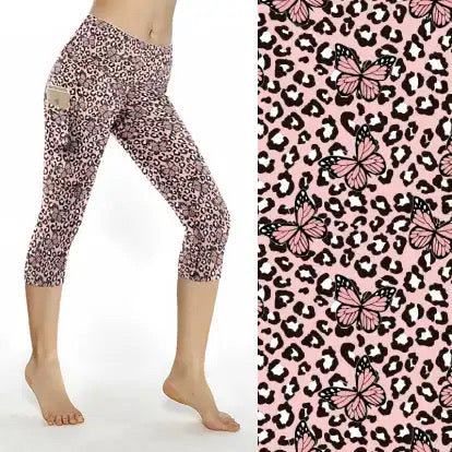 Preorder ends 13th Feb, available late March. Leopard Butterfly Thigh Pocket Capri Leggings