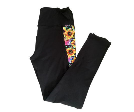 Sun Flower Full Length Triangle Pocket Leggings