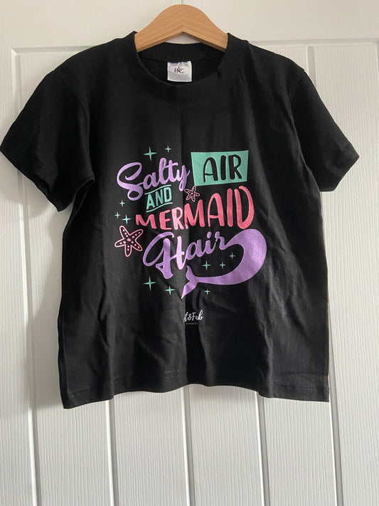 Kids Salty air and mermaid flair t-shirt. Old style logo
