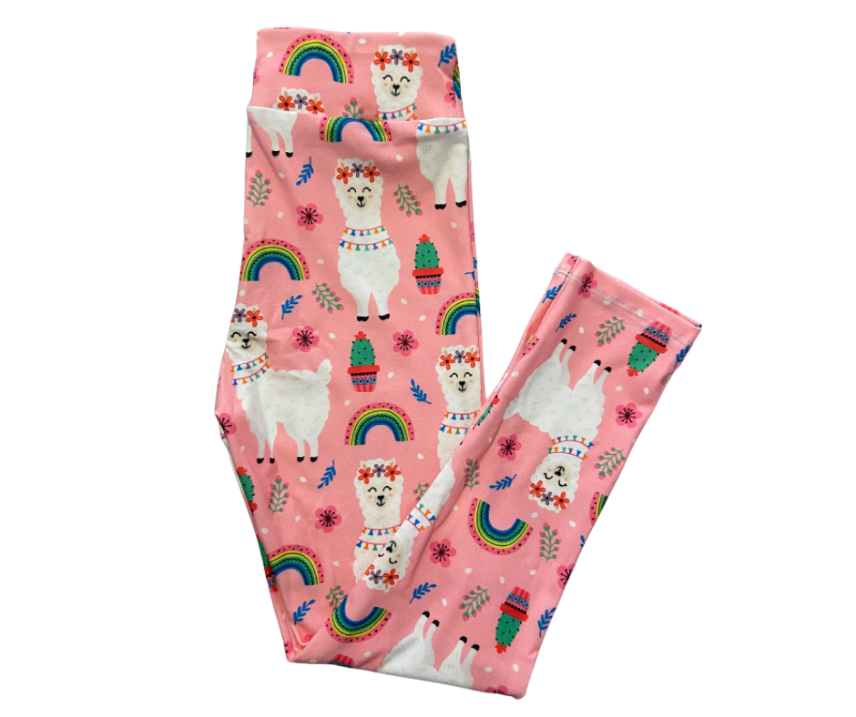 Kids Llamas & Rainbows Full Length Leggings