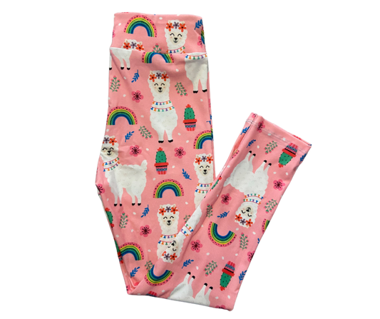 Kids Llamas & Rainbows Full Length Leggings