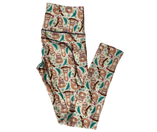 Yoga Sloth Full Length Thigh Pocket Leggings