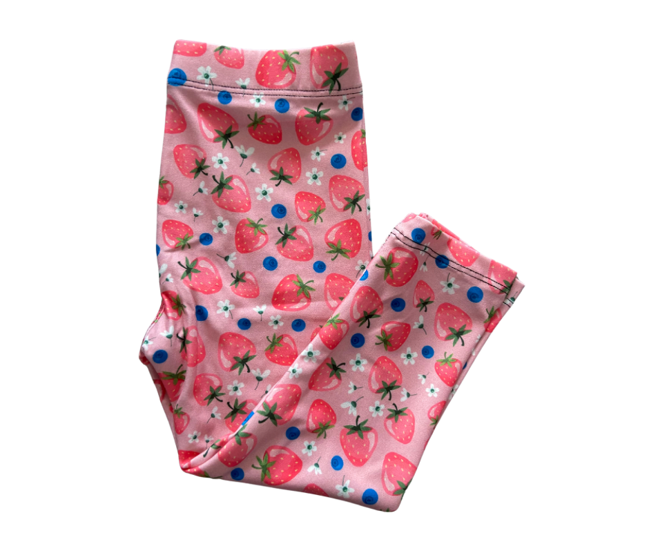 Kids Strawberries & Daisies Full Length Leggings