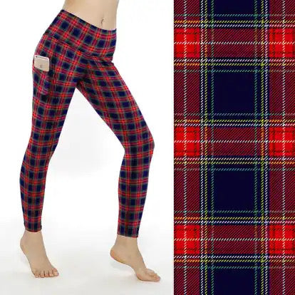 Preorder ends 30th November, available mid January. Red Tartan Thigh Pocket Full Length Leggings